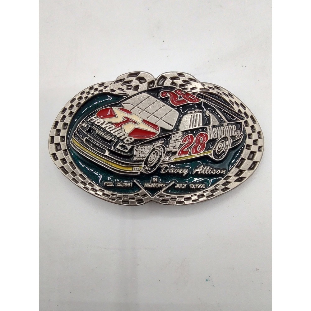 Vintage Davey Allison 28 Havoline NASCAR In Memory Commemorative Belt Buckle